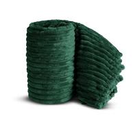 Velosso Chunky Ribbed Thick Super Soft Faux Fur Mink Ribbed Cord Blanket Bed Throwover Sofa Lounge Throw Blanket (Emerald Green, 150 x 200cms)