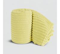 Velosso Chunky Ribbed Thick Super Soft Faux Fur Mink Ribbed Cord Blanket Bed Throwover Sofa Lounge Throw Blanket (Lemon, 150 x 200cms)
