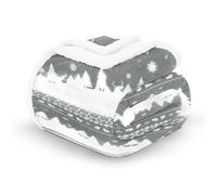 Velosso Chunky Scandi Nordic Hygge Winter Warm Reversible Sherpa Thick Throw Thermal Blanket, 127x152cms Faux Fur Sherpa Fleece Sofa Throw Bed Blanket (Grey)