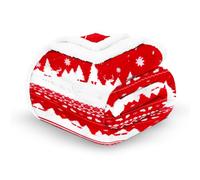 Velosso Chunky Scandi Nordic Hygge Winter Warm Reversible Sherpa Thick Throw Thermal Blanket, 127x152cms Faux Fur Sherpa Fleece Sofa Throw Bed Blanket (Red)