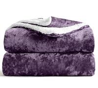 Velosso Chunky Sherpa Back Crushed Velvet Two Sided Thermal Soft Bed Blanket Sofa Throw over (Mauve)