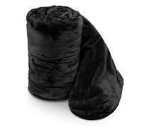 Velosso Chunky Thick Super Soft Faux Fur Mink Blanket Bed Throwover Sofa Lounge Throw Blanket Large, Extra Large (Black, Large 150 x 200cms)