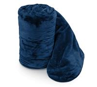Velosso Chunky Thick Super Soft Faux Fur Mink Blanket Bed Throwover Sofa Lounge Throw Blanket Large, Extra Large (Navy, Large 150 x 200cms)