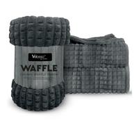 Velosso Chunky Waffle Bubble Squares Blanket Super Fuzzy Soft Faux Fur Mink Ribbed Blanket Throw For Sofas, Bed, Settee, Couch Extra Large (Charcoal Grey, 200x240cms)