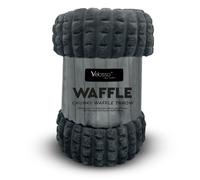 Velosso Chunky Waffle Plush Super Soft Blanket Throw in Charcoal | Size: 127 cm x 152 cm Velosso Charcoal 127 cm x 152 cm