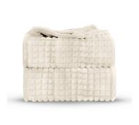 Velosso Chunky Waffle Plush Super Soft Blanket Throw in Ivory | Size: 127 cm x 152 cm Velosso Ivory 127 cm x 152 cm