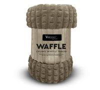 Velosso Chunky Waffle Plush Super Soft Blanket Throw in Taupe | Size: 127 cm x 152 cm Velosso Taupe 127 cm x 152 cm