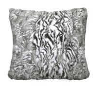Velosso Contemporary Style Faux Fur Cushion, Luxury Sofa Slip With Zip Closure, Plush Texture - Grey