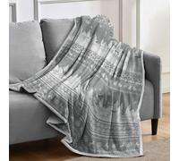 Velosso Cosy Sherpa Fleece Blanket in Nordic Print in Grey | Size: 125 cm x 150 cm Velosso Grey 125 cm x 150 cm