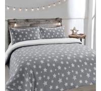 Velosso Cosy Teddy Fleece Duvet Cover & Pillowcase Set, Elegant Design Bedroom Decor, Soft Touch & Warm Bedding- Silver