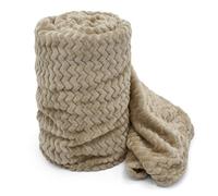 Velosso Cosy Touch Chevron Pattern Faux Mink Throw Blanket - Luxurious Feel, High-Quality Weave For Sofa, Bed - 150Cm X 200Cm - Latte