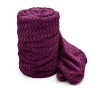 Velosso Cosy Touch Chevron Pattern Faux Mink Throw Blanket - Luxurious Feel, High-Quality Weave For Sofa, Bed - 127Cm X 152Cm - Aubergine