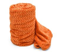 Velosso Cosy Touch Chevron Pattern Faux Mink Throw Blanket - Luxurious Feel, High-Quality Weave For Sofa, Bed - 150Cm X 200Cm - Orange