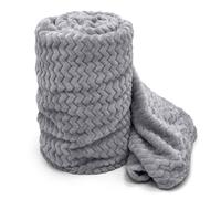 Velosso Cosy Touch Chevron Pattern Faux Mink Throw Blanket - Luxurious Feel, High-Quality Weave For Sofa, Bed - 127Cm X 152Cm - Silver