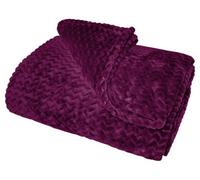 Velosso Cosy Touch Chevron Pattern Faux Mink Throw Blanket - Luxurious Feel, High-Quality Weave For Sofa, Bed - 150Cm X 200Cm - Aubergine