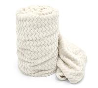Velosso Cosy Touch Chevron Pattern Faux Mink Throw Blanket - Luxurious Feel, High-Quality Weave For Sofa, Bed - 127Cm X 152Cm - Cream