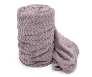 Velosso Cosy Touch Chevron Pattern Faux Mink Throw Blanket - Luxurious Feel, High-Quality Weave For Sofa, Bed - 127Cm X 152Cm - Mauve