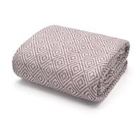 Velosso Cosy Woven Cotton Print Throw Blanket In Plush Texture - Available For Sofa, Bed, Couch - 90Cm X 100Cm Throw - Blush