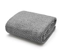 Velosso Cosy Woven Cotton Print Throw Blanket In Plush Texture - Available For Sofa, Bed, Couch - 90Cm X 100Cm Throw - Charcoal