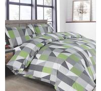 Velosso Cotton Blend King Size Duvet Cover Set, Geometric Patchwork Design, 3 Piece Bedding Set with 2 Pillowcases, Button Closure (Sage)