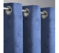 Velosso Cotton Ringtop Curtains With Header Tape Top, Ring Top Finish - Machine Cold Washable, Modern Minimalist Design - Blue