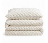 Velosso Cream Chunky Popcorn Faux Rabbit Fur Duvet Cover Set Single