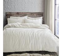 Velosso Cream Plain Teddy Fleece Duvet Cover And Pillowcase Set Single