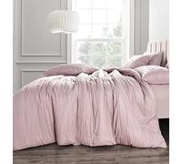 Velosso Crinkle Seersucker Duvet Cover with Pillowcase Bedding Set Soft Microfibre Brushed (Blush Pink, Single Bed)