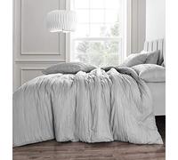 Velosso Crinkle Seersucker Duvet Cover with Pillowcase Bedding Set Soft Microfibre Brushed (Silver Grey, Single Bed)