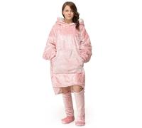 Velosso Crushed Velvet Oversized Hoodie Blanket One Size Fits All in Pink Velosso Pink One Size