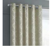 Velosso Damask Thermal Dimout Ready Made Eyelet Curtains - 117cm x 137cm - Cream