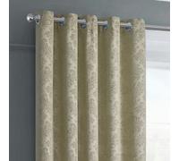 Velosso Damask Thermal Dimout Ready Made Eyelet Curtains - Natural