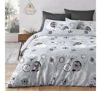 Velosso Dandelion Cotton Rich Printed Duvet Cover & Pillowcase Set in Grey | Size: Single Velosso Grey Single