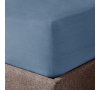 Velosso Denim Blue Washed Linen Look Fitted Sheet Double