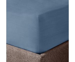 Velosso Denim Blue Washed Linen Look Fitted Sheet King