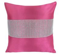 Velosso Diamonte Detail Embellished Cushion, Luxury Sofa Cushion Slip With Decorative Zip Closure - Fuschia