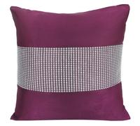 Velosso Diamonte Detail Embellished Cushion, Luxury Sofa Cushion Slip With Decorative Zip Closure - Plum