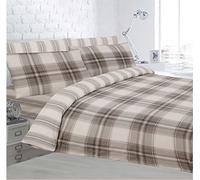 Velosso Double Bed Check Grey Thermal Flannelette Sheet Set 100% Brushed Cotton- Woodbridge