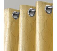 Velosso Durable Ring Top Curtains - Dimout Textured, Stylish Window Coverings, Easy-Care Fabric, Machine Cold Wash - Ochre