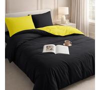 Velosso Duvet Cover Sets - Brushed Microfibre Duvet Covers with 1 Pillowcase - Hypoallergenic Ultra Soft Breathable Quilt Cover Set (Yellow/Black, Single)