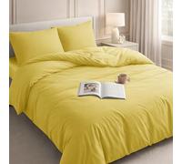 Velosso Duvet Cover Sets - Brushed Microfibre Duvet Covers with 2 Pillowcases - Hypoallergenic Ultra Soft Breathable Quilt Cover Set (Yellow, Super King)