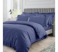 Velosso Elegant Embossed Duvet Cover & Pillowcase Set, Wrinkle-Resistant & Machine Washable Bedroom Decor - Navy