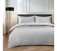 Velosso Elegant Embossed Duvet Cover Set With Pillowcases, Modern Bedroom Decor, Luxury Bedding Set, Easy-Care - Grey