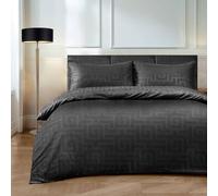Velosso Elegant Embossed Pattern Duvet Cover & Pillowcase Set in Black | Size: Super King Velosso Black Super King
