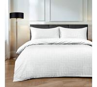 Velosso Elegant Embossed Pattern Duvet Cover & Pillowcase Set in White | Size: Double Velosso White Double