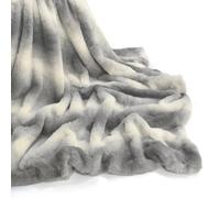 Velosso Elegant Faux Rabbit Fur Thermal Warm Throw Blanket - Soft, Plush Animal Print For Sofa - 127Cm X 147Cm - Grey