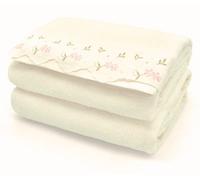 Velosso Elegant Floral Embroiderd Cotton Guest Towels - Cream - Bath Towel