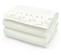 Velosso Elegant Floral Embroiderd Cotton Guest Towels - White - Bath Towel