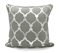 Velosso Elegant Foil Print Cushion, Zip Closure, Machine Washable, Metallic Design Sofa Cushion - Grey