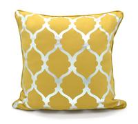 Velosso Elegant Foil Print Cushion, Zip Closure, Machine Washable, Metallic Design Sofa Cushion - Ochre
